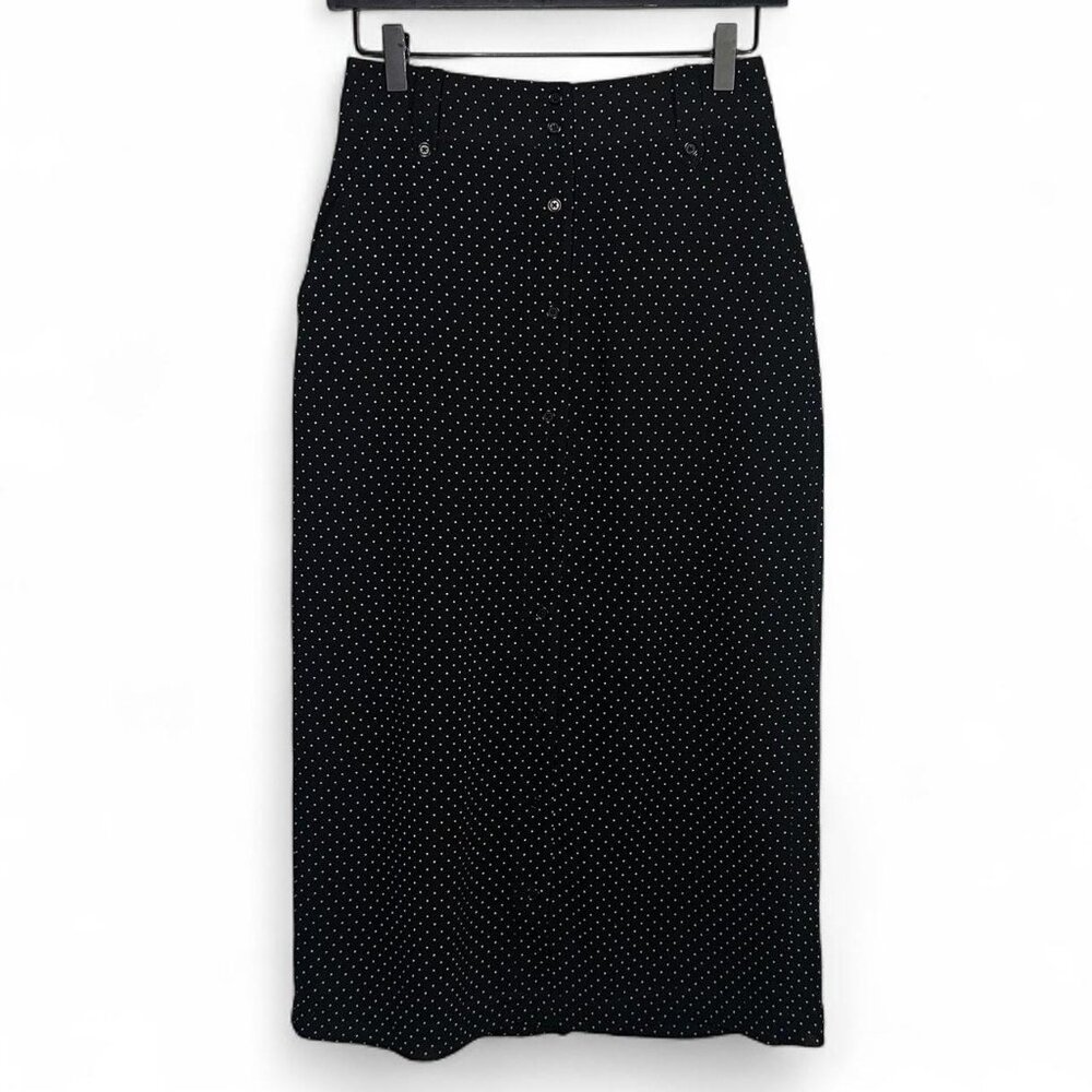 BR/HTG-SF78 Capsule Collection Button Front Black Polka Dot Maxi Skirt